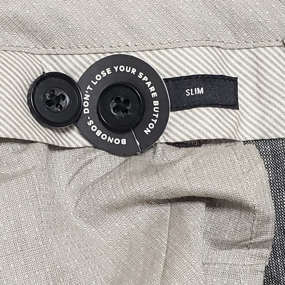 SOLD-Bonobos Mens Linen Blend Slim Trouser Pant Grey Sz 38x32 Preppy Workwear - Picture 8 of 14